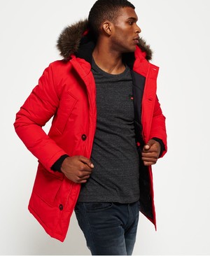 Superdry Faux Fur Trimmed Everest Férfi Kabát Piros | PAGMX8149